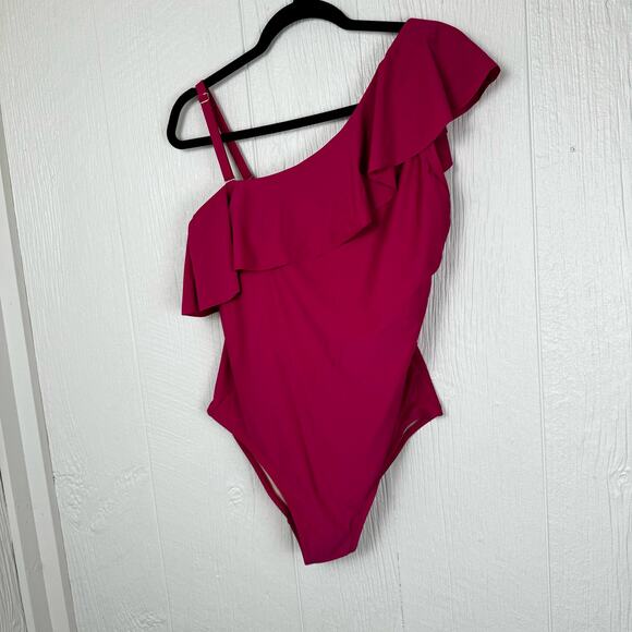 Kona Sol Periwinkle One Shoulder Modest Flattering One Piece Swimsuit Size 17 - Picture 4 of 6